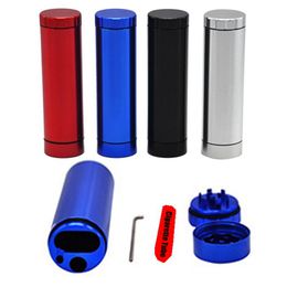 Colourful Aluminium Alloy Multi-function Dugout Grinder Kit Dry Herb Tobacco Philtre Catcher Taster Bat One Hitter Portable Cigarette Holder Smoking Stash Case DHL