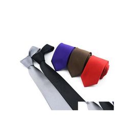 Neck Ties Formal Tie For Men 6Cm Width Polyester Solid Colour Customised Narrow 2.36Inch Groom Gentleman Gravata Drop Delivery Fashio Dhztc