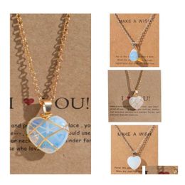 Pendant Necklaces Wish Necklace Crystal Water Drop Heart Healing Stone Bk Wholesale Delivery Jewellery Pendants Dhrqx