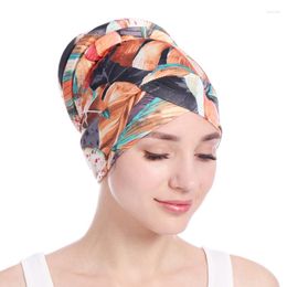 Ethnic Clothing Fashion Print Floral Muslim Turban For Women Inner Hijabs Cotton Arab Hijab Underscarf Caps Ready To Wear Turbante