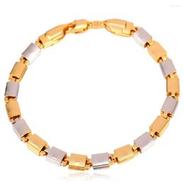 Link Bracelets Collare Two Tone Bracelet Gold Colour 21cm 6MM Box Chain Wholesale Men H193