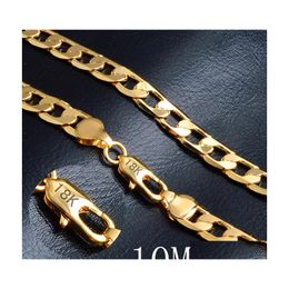 Chains Fashion 10Mm 18K Gold Plated Mens Hiphop 20 Inch Figaro Chain Necklaces For Women Hip Hop Jewellery Accessories Gift Drop Deliv Dhihw