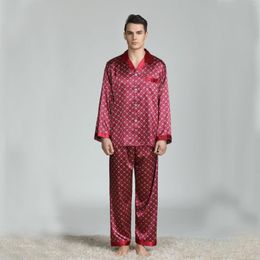 Men's Sleepwear Mens Silk Satin Pajamas Pyjamas Set Long Sleeve Pijama Suit Male Sleep Two Piece Loungewear 3XL