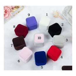 Jewellery Boxes Fashion Gift Packaging 10 Colours Square Shape Veet Wedding Engagement Couple Rings Classic Luxury Show Case Box Drop D Dhjkz