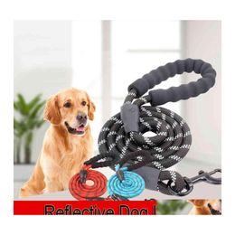 Dog Collars Leashes Mticolor Reflective Durable Training Running Medium Large Dogs Collar Leash Labrador Rottweiler Lead Rope Soft Dhahm
