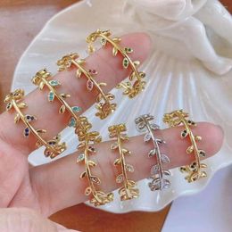 Stud Earrings 5Pairs Dainty CZ Pave Leaves Shape For Women Gold Punk Earring Fashion Jewellery