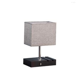 Table Lamps Bedside Lamp Touch Control USB With 2 Ports Phone Stands Modern Fabric Shade