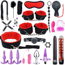 Beauty Items 26 Pcs sexy Toys Female Handcuff Neck Collar Wrist Mouth Gag Strap Fetish Woman Couples Bdsm Set Restraint Adult Game Masturbator