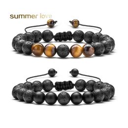 Beaded Adjustable Volcanic Lava Stone Bracelet Strand Yoga Essential Oil Diffuser Bead Braided Bracelets Bangle Healing Nce For Men Dh8Wc