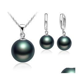 Earrings Necklace 2021 Top Quality Real Freshwater Pearl Jewelry Set Women Natural Sets 925 Sterling Sier Girl Birthday Gift Drop D Dhjlt