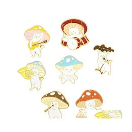 Pins Brooches Cats Concert Lapel Pin Mushroom Enamel Badges Womens On Backpack Mini Hijab Pins Cute Decorative Brooch Drop Delivery Dhdie