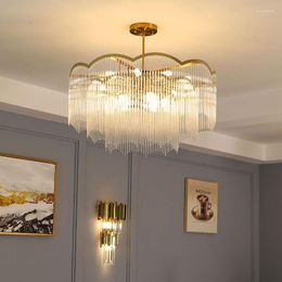 Pendant Lamps Living Room Chandelier Post Modern Minimalist Atmosphere Bedroom Light Luxury Designer Crystal Glass