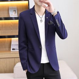 Men's Suits Men's Spring And Autumn Solid Colour Suit Jacket Long Sleeve Collar Single Breasted Business Casual Slim Men