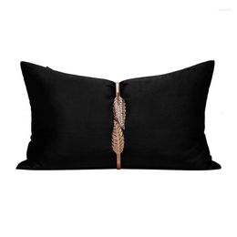 Pillow LAN JINGZE Luxury Gold Metal Leaves Cover Black Purple Red Grey Yellow Blue Home Decorative Waist Pillowcase