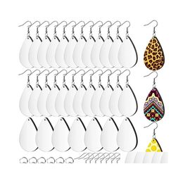 Keychains Lanyards Sublimation Blank Earrings Unfinished Teardrop Heat Transfer Printing Pendant For Jewelry Diy Making Drop Deliv Dhxew