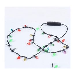 Chains Pcs Mini Flashing Lightup Blinking Christmas Lights Costume Necklace 8 Led Bbs Hsj88Chains Drop Delivery Jewellery Necklaces Pen Dhdtb