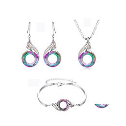 Earrings Necklace Phoenix Rainbow Crystal Peacock Zircon Drop Earring Bracelet Jewellery Delivery Sets Dhbda