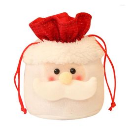 Christmas Decorations Candy Bag Santa Snowman Elk Gift Apple Cloth Bags Drawstring Pouch For Xmas Home Party Guest Favours Cute