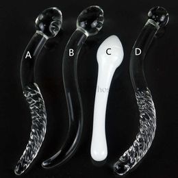 Beauty Items Plus Long Transparent Glass Penis Manual Insertion Rod G-Spot Snake-Shaped Female Masturbation Vagina And Anus Dual-Use sexy Toys