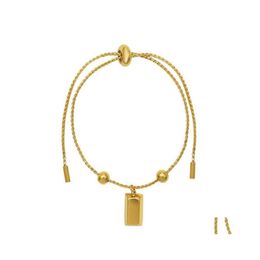 Charm Bracelets Arrival Adjustable Bracelet Bangle For Women Captivate Bar Slider Brilliant Stainless Steel Gold Colour Jewellery Drop D Dhpji