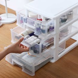 3-layer Desktop Storage Box Drawer Type Sundries Holder Transparent Cosmetic Makeup Jewellery Organiser