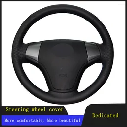 Steering Wheel Covers DIY Car Accessories Cover Black Hand-stitched Breathable Genuine Leather For Elantra 2008 2009 2010