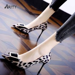 Dress Shoes Sexy Pearl Square Buckle Stiletto Shoes Women 2022 Autumn New Banquet Pointed Toe Leopard Print Rhinestone High Heels Shoes 221224