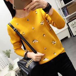 Women's Sweaters Femme Embroidered Knitting Pullover Sweater Women Loose Short Shirt 2022 Spring Autumn Thick Female Tops