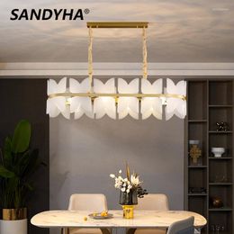 Pendant Lamps SANDYHA Modern Luxury Dining Room Chandelier Indoor Decor Living Long Glass LED Art Designer Lighting
