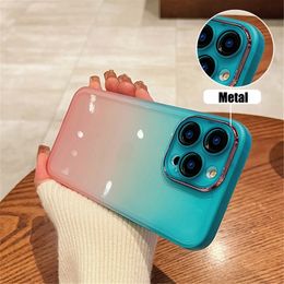 New Gradient Rainbow Clear Phone Case For iPhone 14 13 12 11Pro Max XS Max X XR Plus Silicone Shockproof Cover With Camera Protector
