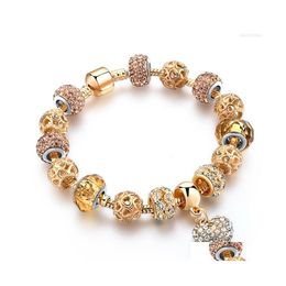 Charm Bracelets Yada Ins High Quality Gold Colour Heart Bangles For Women Diy Love Crystal Jewellery Bracelet Bt200333 Drop Delivery Dhhvt
