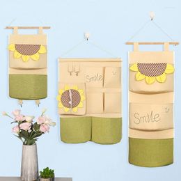 Storage Boxes Flower Bag For Organizer Sundires Wall Hanging 2/3/4/7 Pockets Bedroom Door Closet Sock Underwear Container Holders