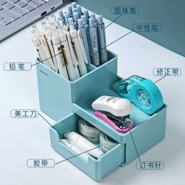 Nordic Style Multifunctional Plastic Pen Holder Desk Organiser Cosmetic Storage Box Desktop Drawer Sundries