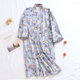 Women's Sleepwear Women's Print Floral Kimono Robe Gown Sexy Cardigan Bathrobe Knee-Length Nightgown With Belt Summer Casual Home Wear