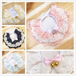 Dog Apparel Pet Handmade Bowknot Lace False Collar Small Bell Bib Bibs Lovely Do G Cat Necklace Decor Collars For