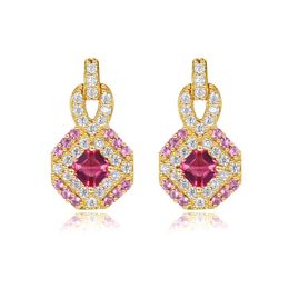 Vintage Ruby Dangle Earrings S925 Silver Micro Set Zircon Exquisite Earrings European Women Fashion Earrings Wedding Party Versatile High end Jewelry Gifts SPC