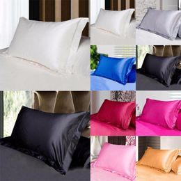 Pillow Smooth Emulation Ice Silk Bedding Pillowcase Soft Satin Multicolor 58x70cm Solid Colour Simulation Single Case