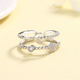 Wedding Rings Eternity Antique Bridal Sets For Girls Women Moon Star Fashion Ring Stacking Cubic Zircon Jewelry