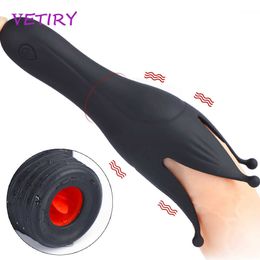 Beauty Items VETIRY Male Masturbator Penis Pump Vibrator Tongue Licking Adult Endurance Exercise Delay Trainer 8 Speed sexy Toys for Men