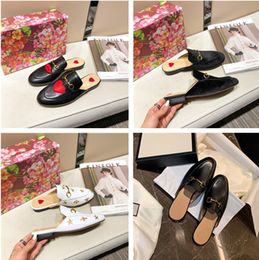 Designer luxury Women Summer Slipper Princetown Slippers Mules Loafers Genuine Leather Flats With Buckle Bees Snake Pattern With Box