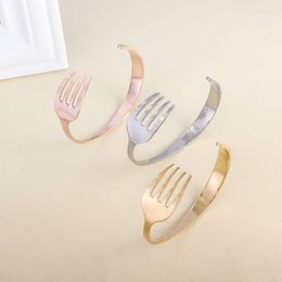 Bangle Fashion Design Stainless Steel Curved Tableware Fork Open Bracelet Men And Women Personality Charm Hip Hop Casual Jewelry Gift