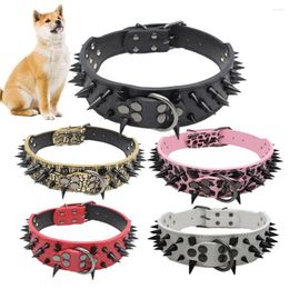 Dog Collars Puppy Faux Leather Rivet Spiked Anti-bite Collar Necklace Pet Neck Band