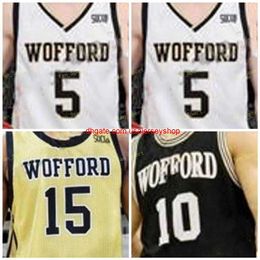 Custom Stitched Wofford Terriers Basketball Jersey 14 Drew Cottrell 15 Trevor Stumpe 21 Tray Hollowell 24 Keve Aluma