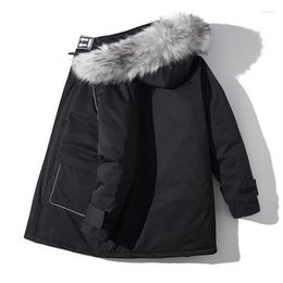 Men's Down Winter Parka Coat Mid-length Loose Large Size 5XL Hooded Jacket Thick Warm And Windproof Solid Colour Cotton