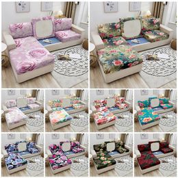 Chair Covers Rose Flower Fabric Sofa Seat Cover Washable Cushion For Chaise Longue Slip Couch 1-4 Seater