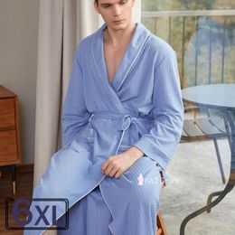 Men's Sleepwear Men Plus Bust Kimono Bathrobe Autumn Summer Pyjama Sets Long Robe Nightgown Male 6XL Trouser Suits Loose Home Wear