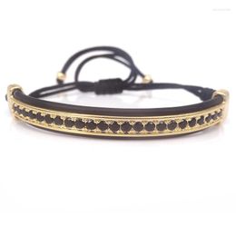 Charm Bracelets 2022 Mens Bangles Protecting Riviere Macrame Bracelet In Gold And Black CZ Leather For Men