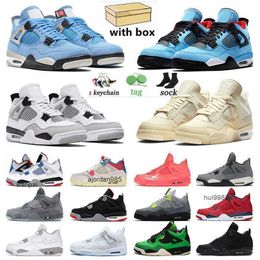 With Box Jumpman 4 4s Big Size US 13 Trainers Basketball Shoes Cactus Jack Military Black Cat Sail New Bred Designer Sneakers White Mens JORDAM