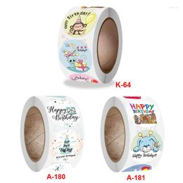 Gift Wrap 500Pcs/Roll DIY Hand Account Cards Decoration Various Styles Happy Birthday Theme Stickers Packaging Seal Labes