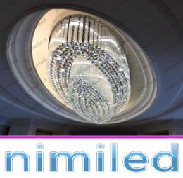 NIMI818 Овальная инженерия Большая подвесная лампа K9 Crystal потолок светодиодный освещение Shight Lights El Lobby Club CHAN5900218